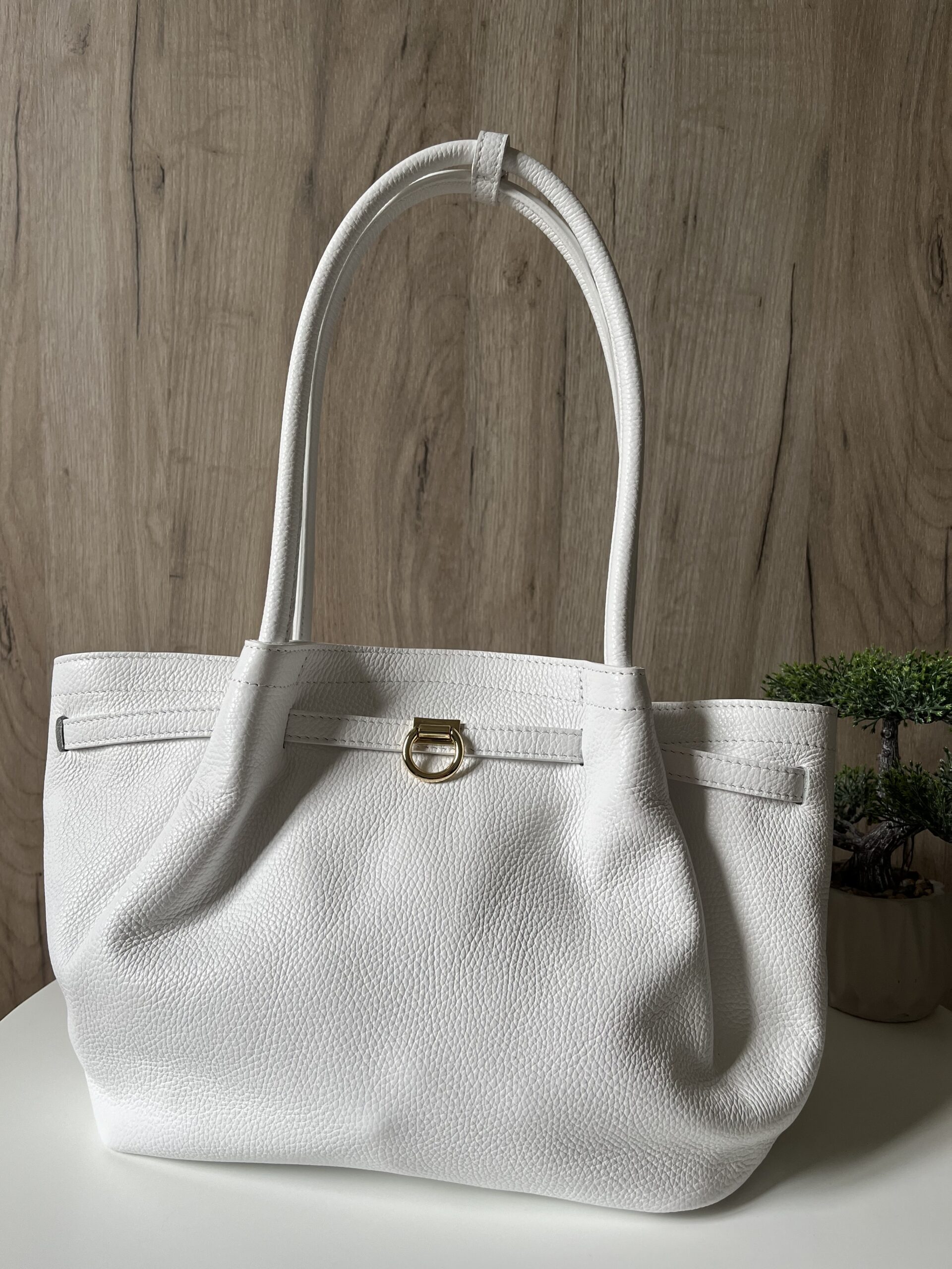 Kožna tašna - bela Made In Italy