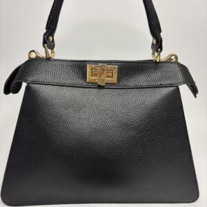 Crna kožna torba Made in Italy