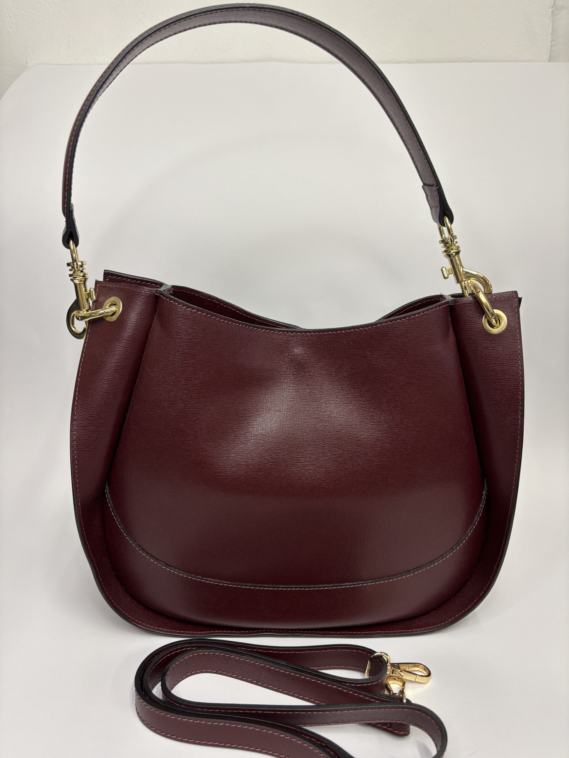 Bordo kožna tašna Made In Italy