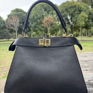 Crna kožna torba Made in Italy
